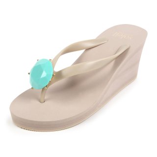 Birthday beach sandal Wedge heel / December / Turquoise / Beige12١