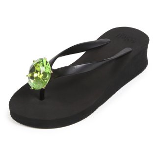Birthday beach sandal Wedge heel / August / Peridot / Black（８月ペリドット・ブラック）