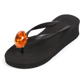 Birthday beach sandal Low heel / July / Orange Carnelian / Blackʣ󥸥ͥꥢ󡦥֥å