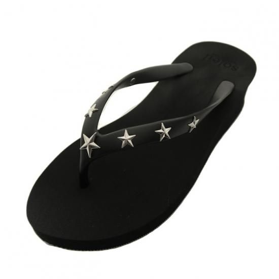 Studs star sandal Low heel / Black（スタッズ・ブラック） - PUPUTIER