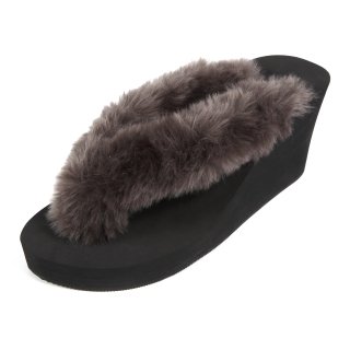 New fur sandal Wedge heel /  Black（グレーファー・ブラック）