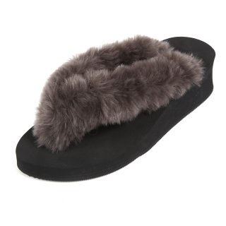 New fur sandal Low heel /  Black（グレーファー・ブラック）