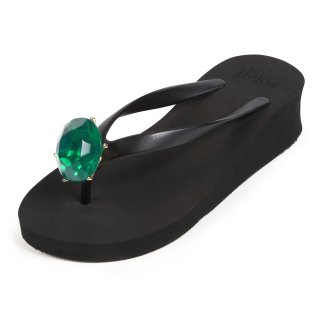 Birthday beach sandal Low heel / May / Emerald / Blackʣɡ֥å