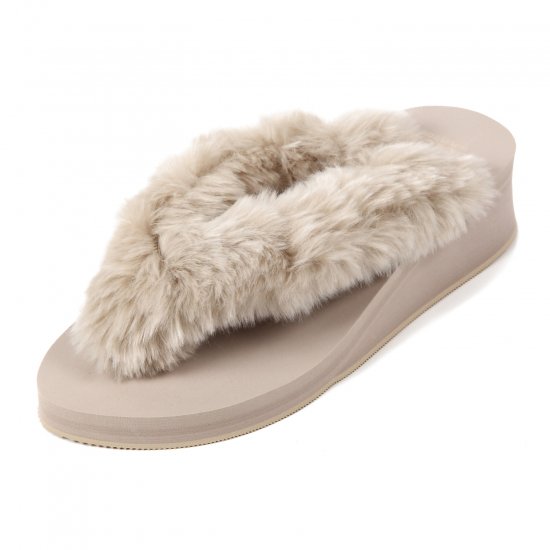 New fur sandal Low heel / Beige（ベージュファー・ベージュ） - PUPUTIER