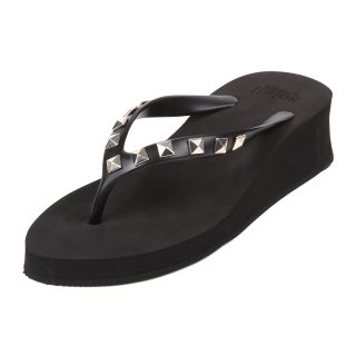 Studs square sandal Low heel /  Black（スタッズ・ブラック）