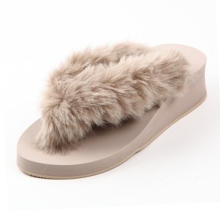 New fur sandal Low heel /  Beige（ベージュファー・ベージュ）