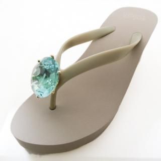 Birthday beach sandal Wedge heel / March / Aquamarine / Beigeʣޥ󡦥١