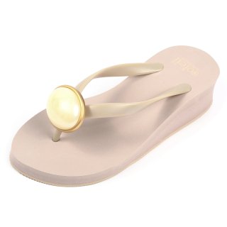 Birthday beach sandal Wedge heel / June / Pearl / Beige（６月パール・ベージュ）