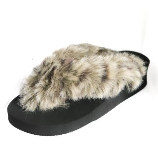 Leopard fur sandal Low heel /  Black（レオパードファー・ブラック）
