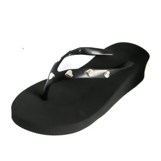 Studs heart sandal Low heel /  Black（スタッズハート・ブラック）