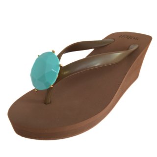 Birthday beach sandal Wedge heel / December / Turquoise / Blown12֥饦