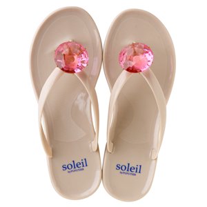 Birthday beach sandal Low heel / September / Pink Sapphire / Beige（９月ピンクサファイヤ・ベージュ）
