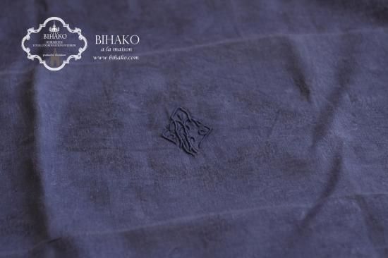 フランスアンティーク大判リネンパープルライン