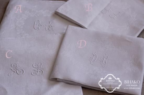 フランスアンティーク　大判リネンパープルライン フランスアンティーク 大判リネンパープルライン フランス