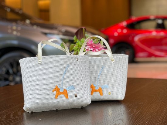 馬柄ミニトート　縫わないbag キャンバス生地　刺繍馬さん オーダー - カルトナージュ材料 BIHAKO ONLINE SHOP