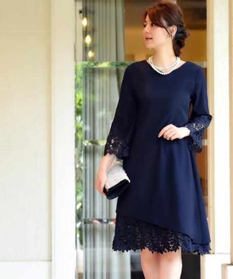 アシンメトリーヘムラインレースワンピース「U590」-RUIRUE BOUTIQUE