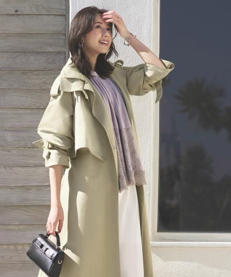 新品タグ付 RUIRUE BOUTIQUE トレンチコート フレア ベージュＬ RUIRUE BOUTIQUE トレンチコート コート 2way 撥水 ｜ フード