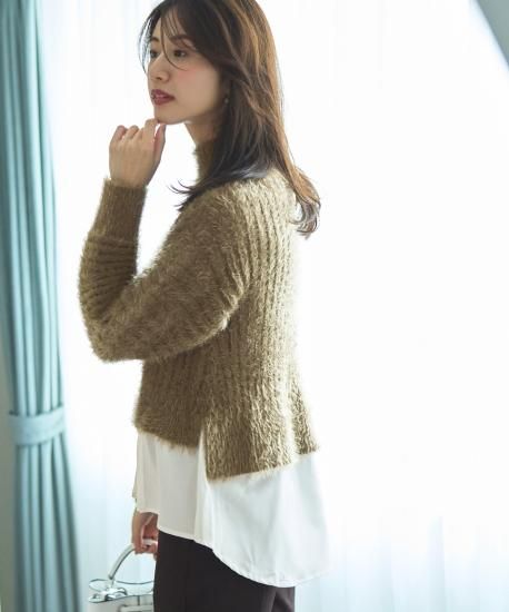 SEVEN TEN フェザーヤーンレイヤードウールトップス オフホワイト フェザーヤーンレイヤードウールトップス(オフホワイト) - seventen