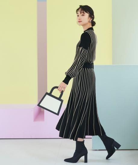 ストライプニットマーメイドシルエットワンピース「CKN1155」-RUIRUE