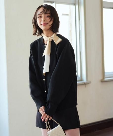 ダイアグラム　セーラーカラー　ボウタイブラウス　パフスリーブ　ボリューム袖　黒 ダイアグラム セーラーカラー ボウタイブラウス パフスリーブ