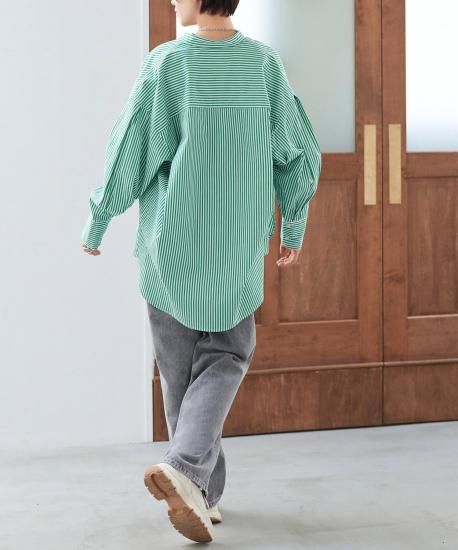 ストライプオーバーサイズ長袖シャツ「T1303」