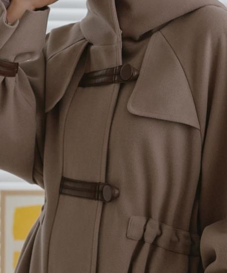 ウーリーストレッチフレアダッフルコート「K1264」/ニットメルトン