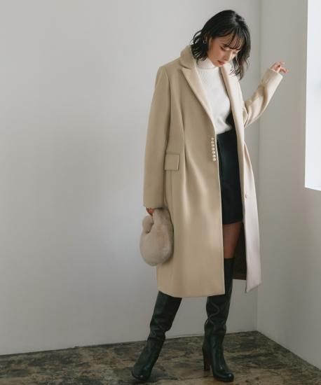 ニットメルトンパールデザインチェスターコート「K1300」