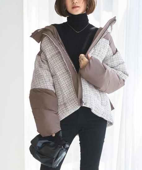 美品♡2021年♡SueUNDERCOVER ツイード フーデッドコート 1 プレイフルMIXツイードファイバーパテッドコート「D1294」