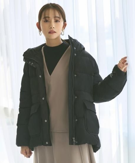 monzee フーデッドパデッドコート monzee モンジー フーデッドパデッドコート 黒 [L]