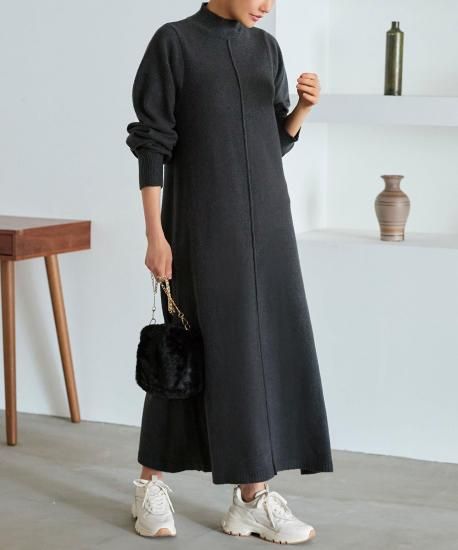 アームウォーマー付きボトルネックニットワンピ「CKN1313」