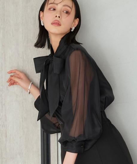 新品】rito structure オーガニックコットンデニムボウタイブラウス