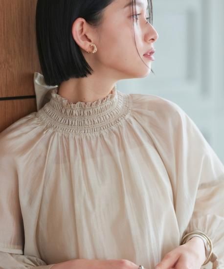 シアーボリュームバックリボンブラウス「T1382」