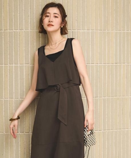 美品✨アドーア　フレアジャンパースカート Vネック　ベルト　近年モデル　M 美品✨アドーア フレアジャンパースカート Vネック ベルト 近年