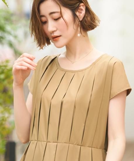 フレンチスリーブ・プリーツワンピース「CU1387」