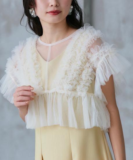 フリルチュールシアーTOPS＆タックフレアドレスセット「U1420」