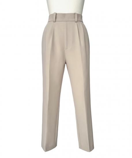 ストレッチ/異素材MIX】アシメプリーツトップス＆テーパードパンツ