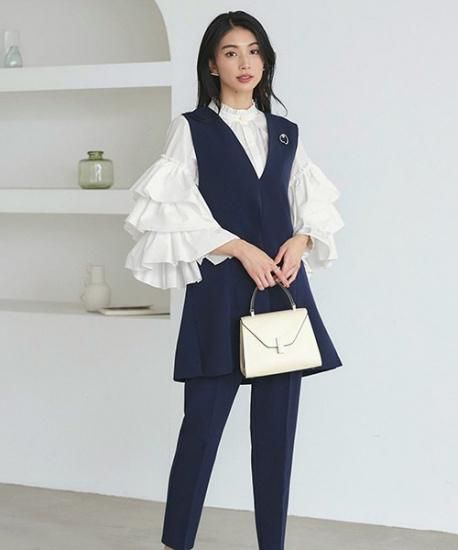 ルイルエブティック RUIRUE BOUTIQUE トリプルフリルスリーブブラウス （ペールイエロー） ルイルエブティック RUIRUE BOUTIQUE トリプルフリルスリーブ