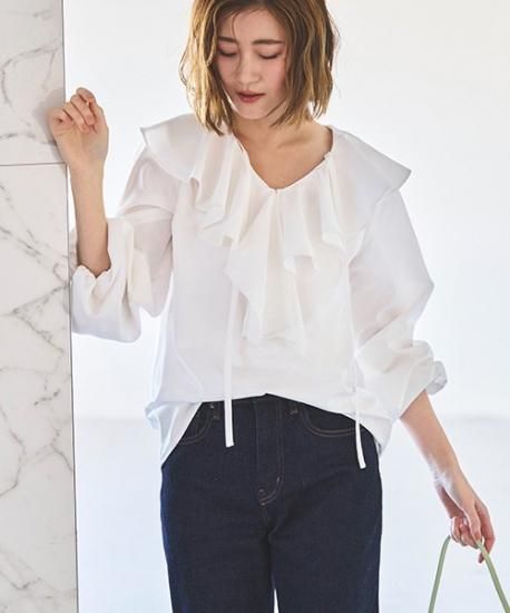 LEMAIRE　ルメール　フリルカラーブラウス　ラッフルカラー　シルク LEMAIRE ルメール フリルカラーブラウス ラッフルカラー シルク