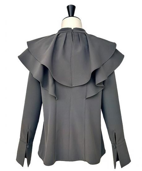 ダブルフリルカラートップス＆タックワイドパンツセットアップ