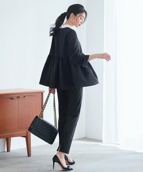 未使用　★snidel★ スナイデル　ノーカラー　パンツ　スーツ　セットアップ RUIRUE BOUTIQUE セットアップ ノーカラードルマンスリーブ