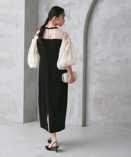 【美品】RUIRUE BOUTIQUE ボリュームスリーブ＆ビスチェ　ワンピース ボリュームスリーブ＆ビスチェタイトワンピースドレス | ルイ