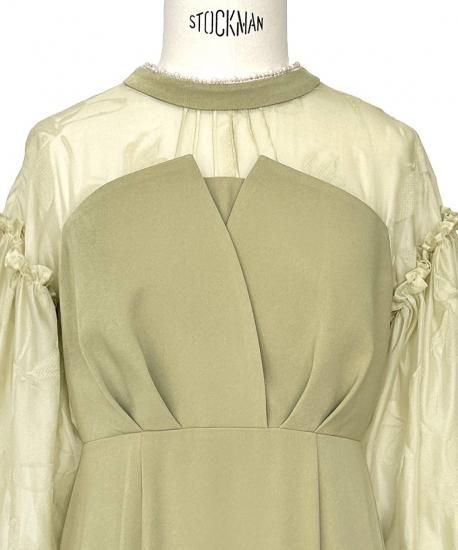 ボリュームスリーブ＆ビスチェタイトワンピースドレス「U1486」