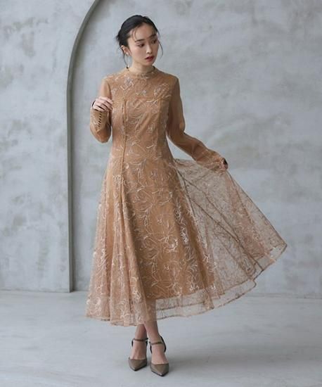 南フランス購入 きらきら刺繍レース アイシーブルーフレアワンピース 南フランス購入 きらきら刺繍レース アイシーブルーフレア