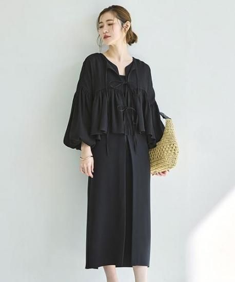 シアーボリュームトップス＆キーネックワンピースセットアップ 「CU1530」