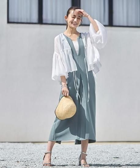 シアーボリュームトップス＆キーネックワンピースセットアップ 「CU1530」