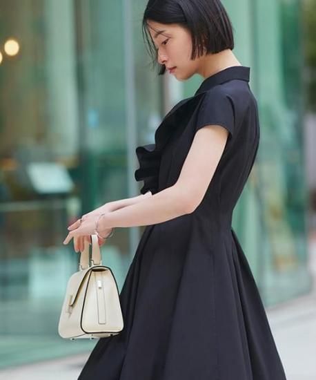 レディース パーティーワンピース スリット フリルスリーブc1821