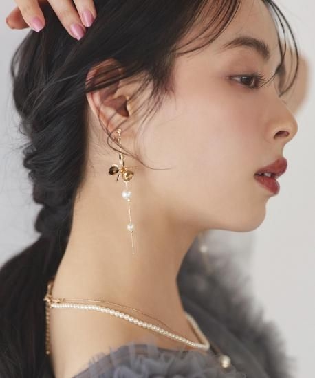 パールWITHラインストーンネックレス＆イヤリングセット「AC336