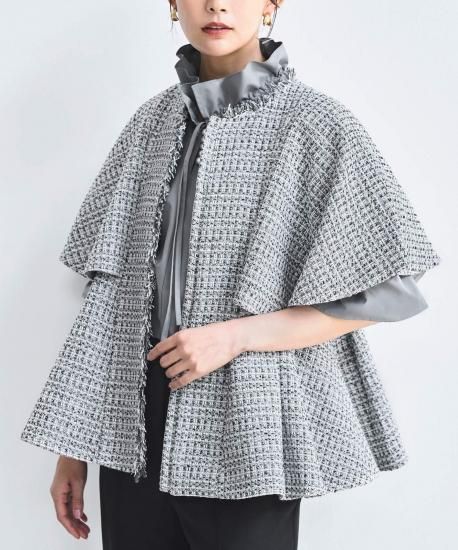 選べるデザイン】ツイードケープジャケット＆選べるパンツセットアップ