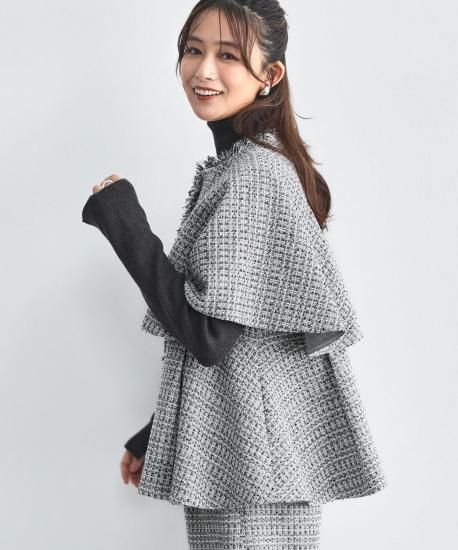 選べるデザイン】ツイードケープジャケット＆選べるパンツセットアップ
