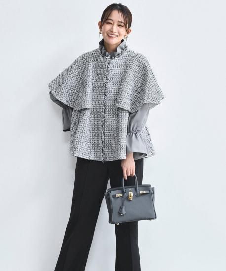 選べるデザイン】ツイードケープジャケット＆選べるパンツセットアップ